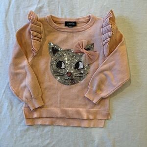 Zunie Girls Ruffle Cat Sweater